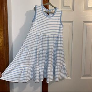 Luigi Striped Blue and White Tiered Dress